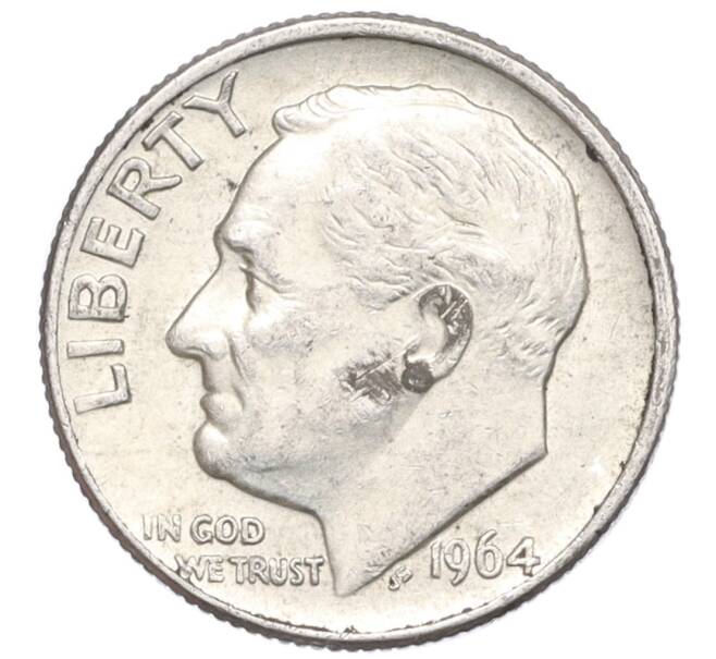 Монета 1 дайм (10 центов) 1964 года D США (Артикул: M2-76205) — Фото №1