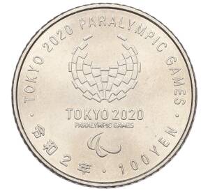100 йен 2020 года Япония «XVI летние Паралимпийские игры 2020 в Токио — Велоспорт» — Фото №2