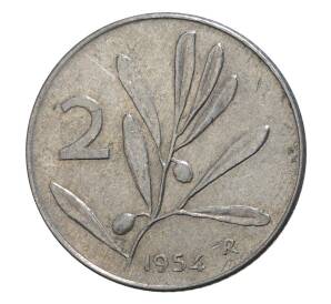 2 лиры 1954 года Италия — Фото №1