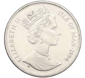 1 крона 1994 года Остров Мэн «Заповедник планета Земля — Олени» — Фото №2