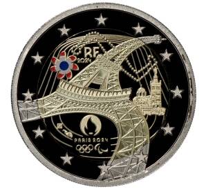 2 евро 2024 года Франция «XXXIII Олимпийские игры и XVII летние Паралимпийские игры в Париже 2024 года – Эйфелева башня» (Цветное покрытие) — Фото №1
