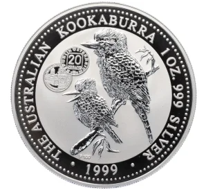 1 доллар 1999 года «Австралийская кукабара» (20 Austrian Schillings Privy Mark)