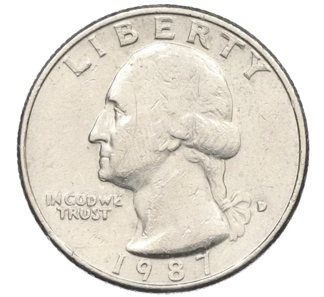 Монета 1/4 доллара (25 центов) 1987 года D США (Артикул K12-29081)