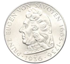 2 шиллинга 1936 года Австрия «200 лет со дня смерти Принца Евгения Савойского» — Фото №1