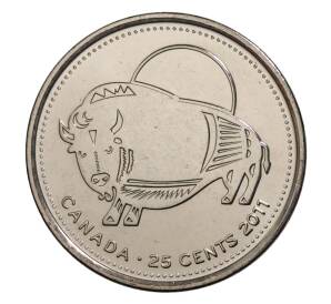 25 центов 2011 года Канада «Природа Канады — Бизон» — Фото №1