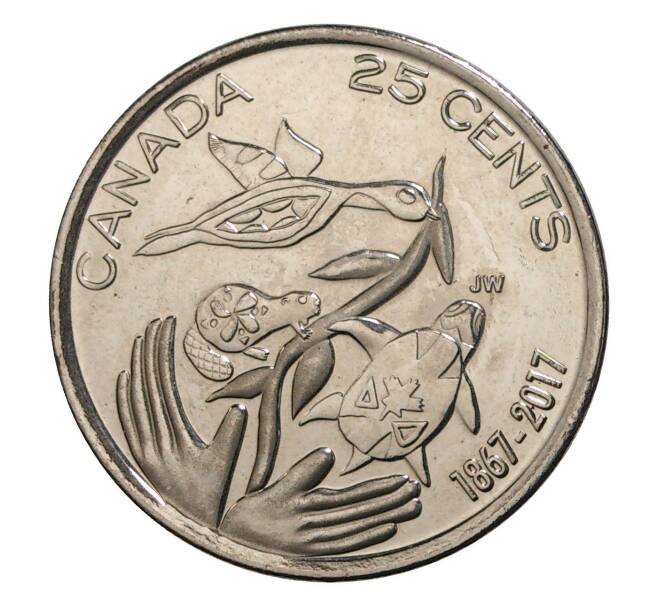 Монета 25 центов 2017 года Канада «150 лет Конфедерации — Надежда на зеленое будущее» (Артикул M2-7853)