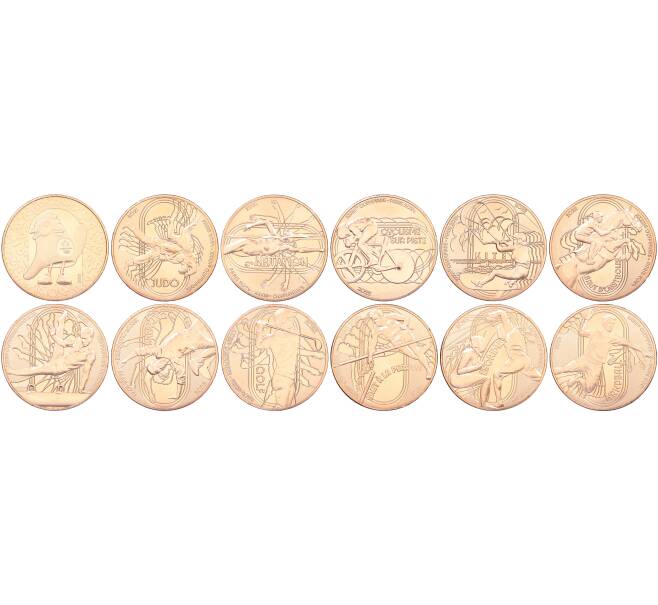 Набор из 12 монет 1/4 евро 2021-2024 года Франция «XXXIII летние Олимпийские игры в Париже 2024 года» (Артикул: M3-1430) — Фото №1