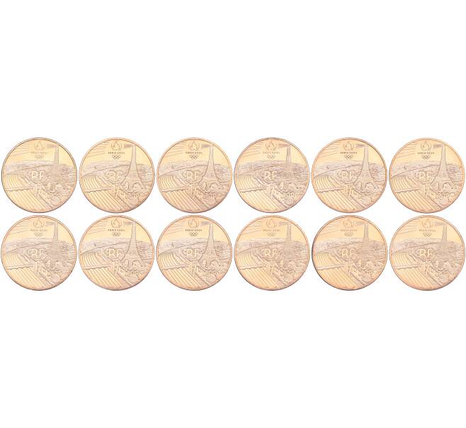 Набор из 12 монет 1/4 евро 2021-2024 года Франция «XXXIII летние Олимпийские игры в Париже 2024 года» (Артикул: M3-1430) — Фото №2