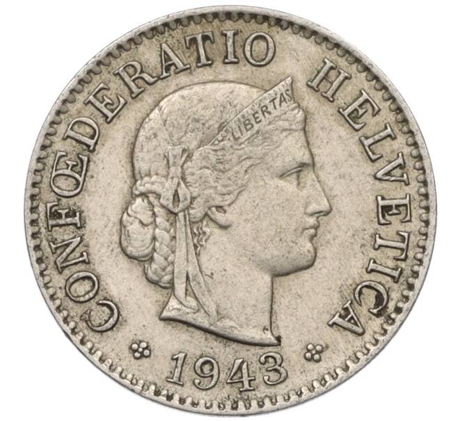 Монета 5 раппенов 1943 года Швейцария (Артикул: K12-31604) — Фото №1