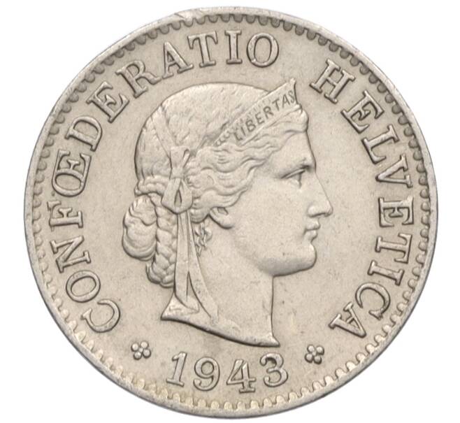 Монета 5 раппенов 1943 года Швейцария (Артикул: K12-31608) — Фото №1