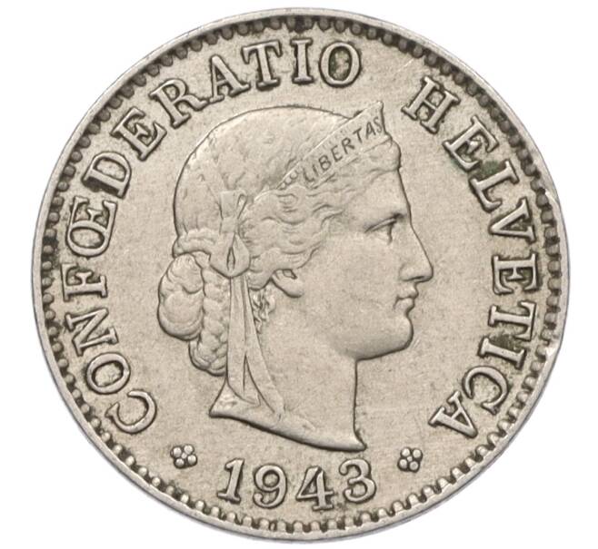 Монета 5 раппенов 1943 года Швейцария (Артикул: K12-31617) — Фото №1