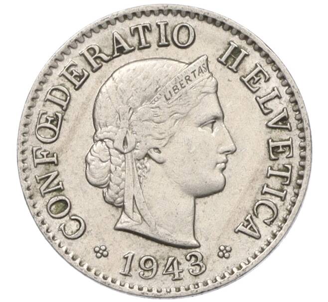 Монета 5 раппенов 1943 года Швейцария (Артикул: K12-31618) — Фото №1