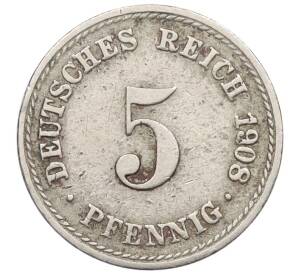 5 пфеннигов 1908 года А Германия — Фото №1