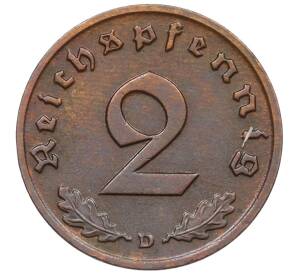 2 рейхспфеннига 1940 года D Германия — Фото №2