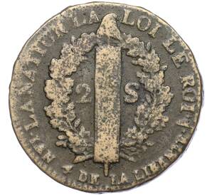 2 соля 1792 года W Франция — Фото №2