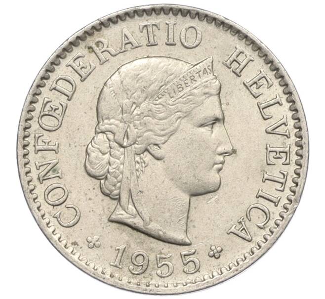Монета 5 раппенов 1955 года Швейцария (Артикул: K12-32108) — Фото №1