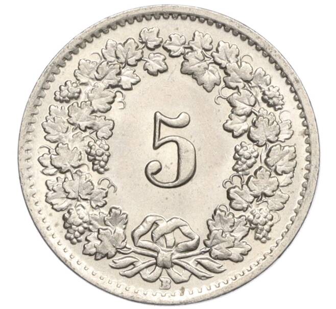 Монета 5 раппенов 1955 года Швейцария (Артикул: K12-32111) — Фото №2