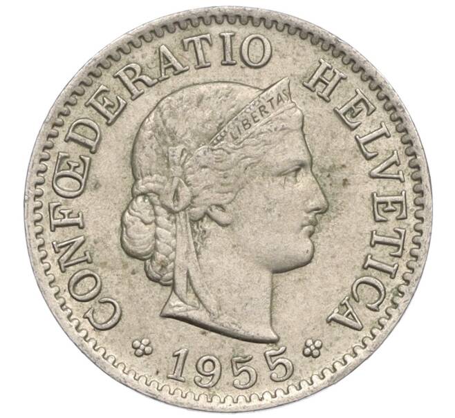 Монета 5 раппенов 1955 года Швейцария (Артикул: K12-32115) — Фото №1
