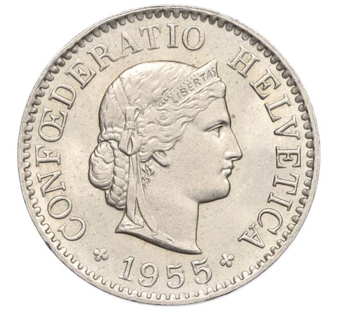 Монета 5 раппенов 1955 года Швейцария (Артикул: K12-32123) — Фото №1