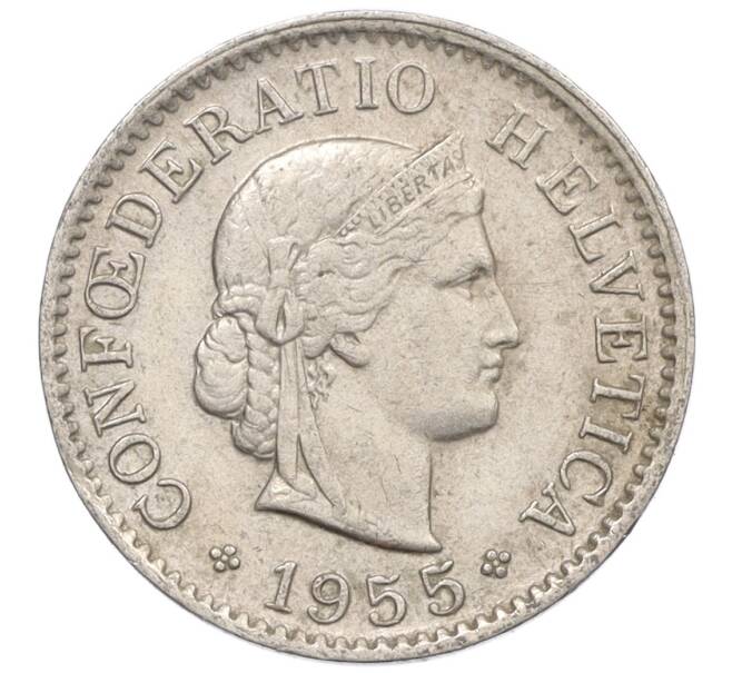 Монета 5 раппенов 1955 года Швейцария (Артикул: K12-32161) — Фото №1