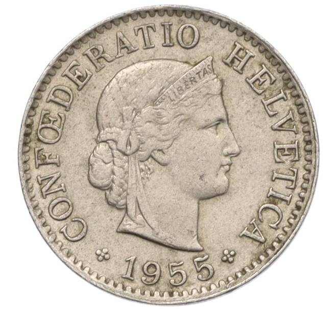 Монета 5 раппенов 1955 года Швейцария (Артикул: K12-32165) — Фото №1