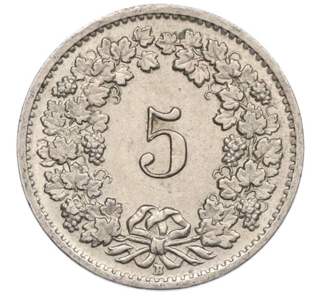 Монета 5 раппенов 1955 года Швейцария (Артикул: K12-32166) — Фото №2