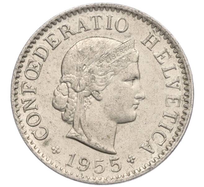 Монета 5 раппенов 1955 года Швейцария (Артикул: K12-32175) — Фото №1