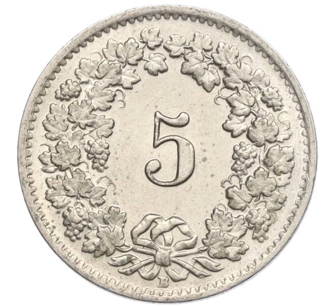 Монета 5 раппенов 1955 года Швейцария (Артикул: K12-32581) — Фото №2