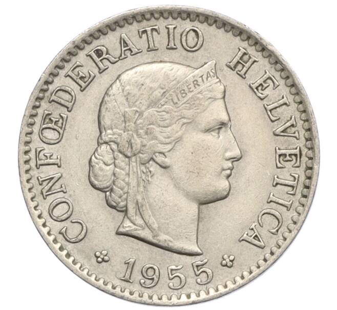 Монета 5 раппенов 1955 года Швейцария (Артикул: K12-32582) — Фото №1