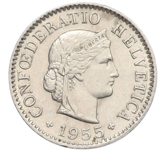 Монета 5 раппенов 1955 года Швейцария (Артикул: K12-32584) — Фото №1