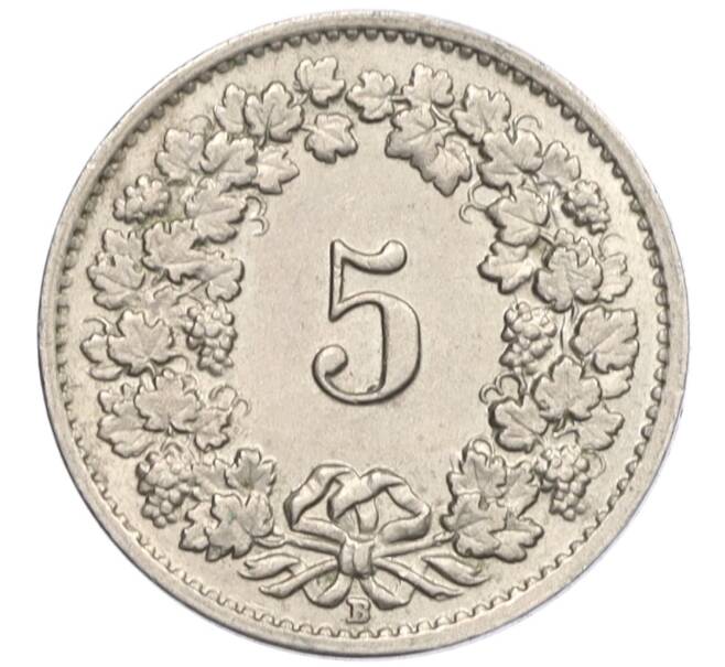 Монета 5 раппенов 1955 года Швейцария (Артикул: K12-32587) — Фото №2