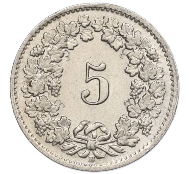 Монета 5 раппенов 1955 года Швейцария (Артикул: K12-32591) — Фото №2