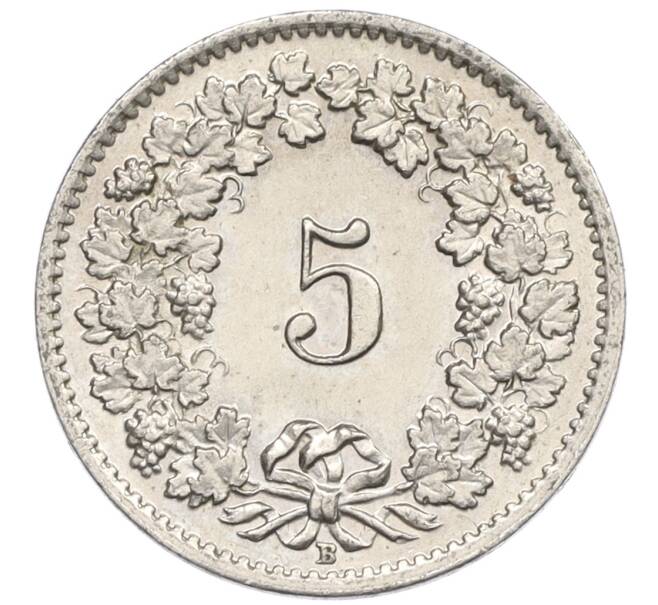 Монета 5 раппенов 1957 года Швейцария (Артикул: K12-32694) — Фото №2
