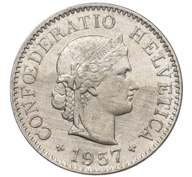 Монета 5 раппенов 1957 года Швейцария (Артикул: K12-32710) — Фото №1