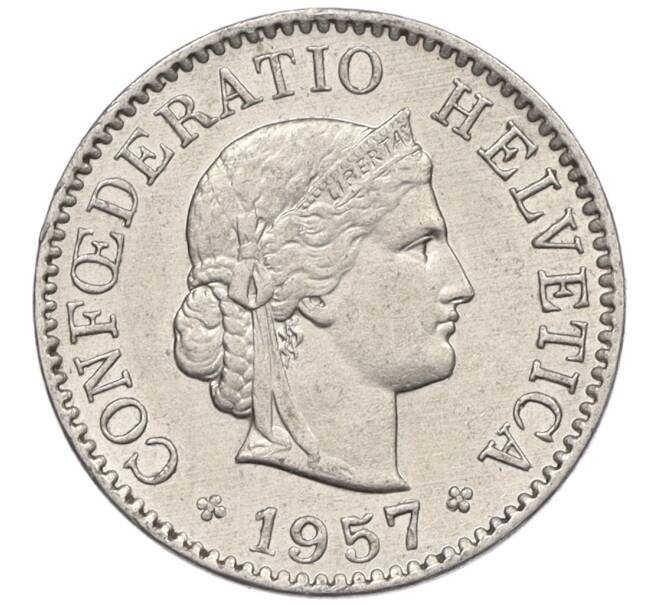Монета 5 раппенов 1957 года Швейцария (Артикул: K12-32711) — Фото №1