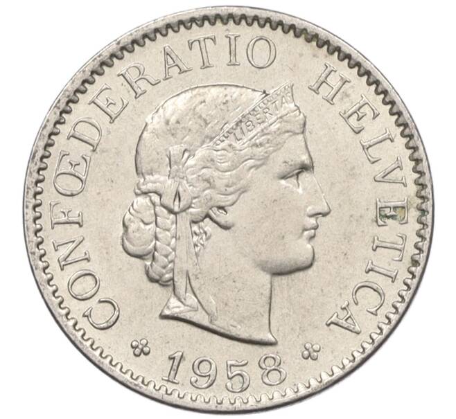 Монета 5 раппенов 1958 года Швейцария (Артикул: K12-32725) — Фото №1