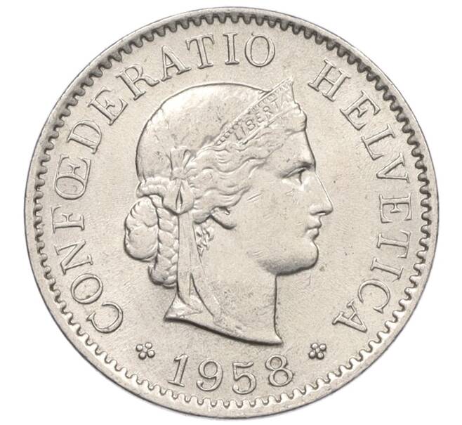 Монета 5 раппенов 1958 года Швейцария (Артикул: K12-32737) — Фото №1