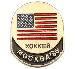 Значок «Чемпинонат по хоккею 1986 года — США»