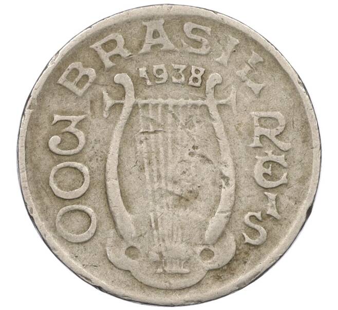 Монета 300 рейс 1938 года Бразилия (Артикул: K12-33072) — Фото №1