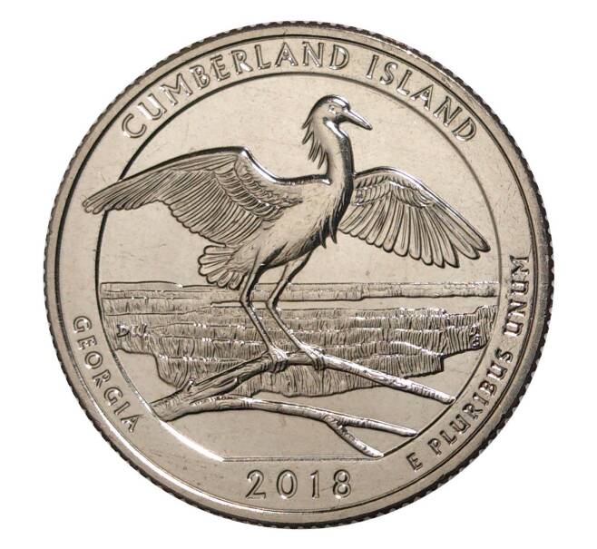 Монета 1/4 доллара (25 центов) 2018 года S США «Национальные парки — №44 Национальное побережье острова Камберленд» (Артикул M2-8322)