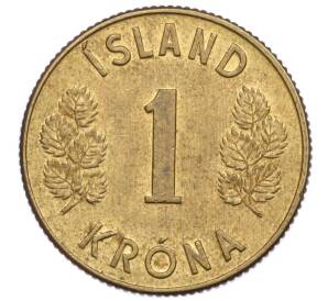 1 крона 1973 года Исландия — Фото №2