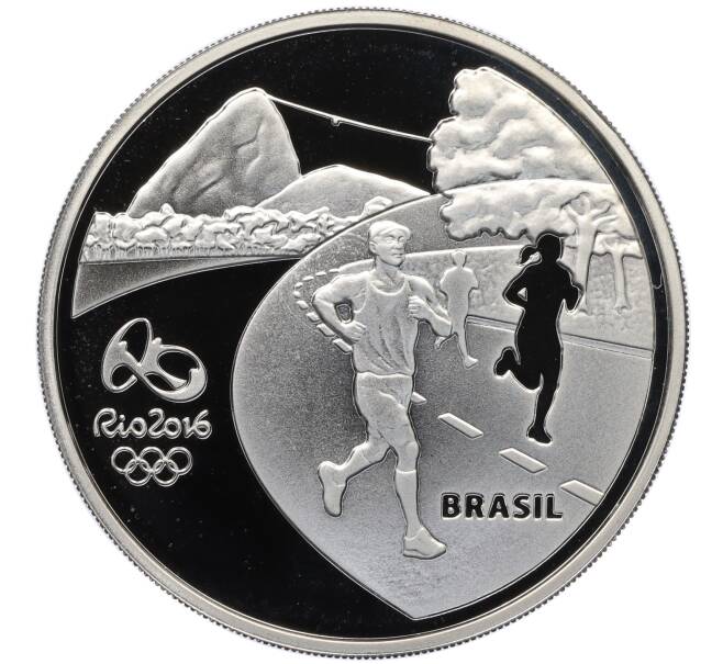 Монета 5 риалов 2015 года Бразилия «XXXI летние Олимпийские Игры в Рио-де-Жанейро 2016 года — Бег и Музей современного искусства» (Артикул: M2-77212) — Фото №2