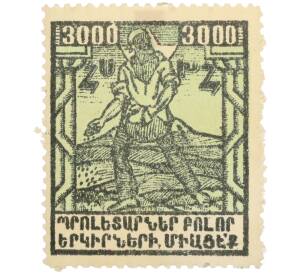 Почтовая марка 3000 рублей 1922-1923 года Армения — Фото №1