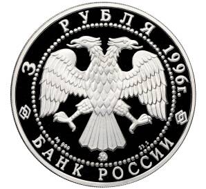 3 рубля 1996 года ММД «300 лет Российскому флоту — Авианосец Адмирал Кузнецов» — Фото №2