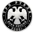 Монета 3 рубля 2000 года ММД «Сохраним наш мир — Снежный барс» (Артикул: M1-60022) — Фото №2