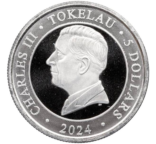 Монета 5 долларов 2024 года Токелау «Дикие пейзажи Океании — Крокодил» (Артикул: M2-77246) — Фото №2