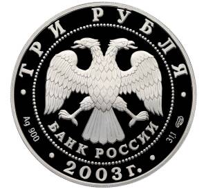 3 рубля 2003 года СПМД «Памятники архитектуры России — Свято-Троицкий Серафимо-Дивеевский монастырь» — Фото №2