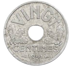 20 сантимов 1941 года Франция (Номинал текстом) — Фото №1