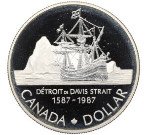 1 доллар 1987 года Канада «400 лет открытию пролива Дейвиса» — Фото №1