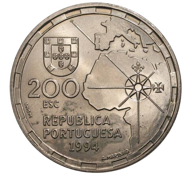 200 эскудо 1994 года Португалия «500 лет разделения зон влияния между Португалией и Испанией» (Артикул M2-8460)